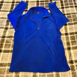 Lands' End, size Large, 100% cotton blue Fleece 1/4 zipper pullover